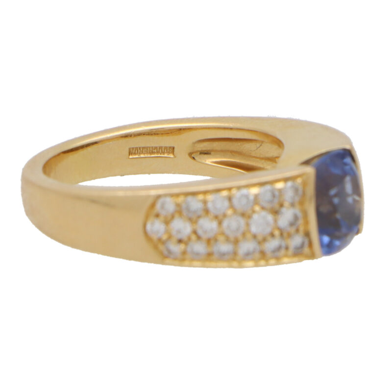 Vintage Boucheron Diamond and Sapphire Bombé Ring