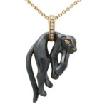 Vintage Cartier Diamond and Hematite Panther Pendant