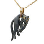 Vintage Cartier Diamond and Hematite Panther Pendant