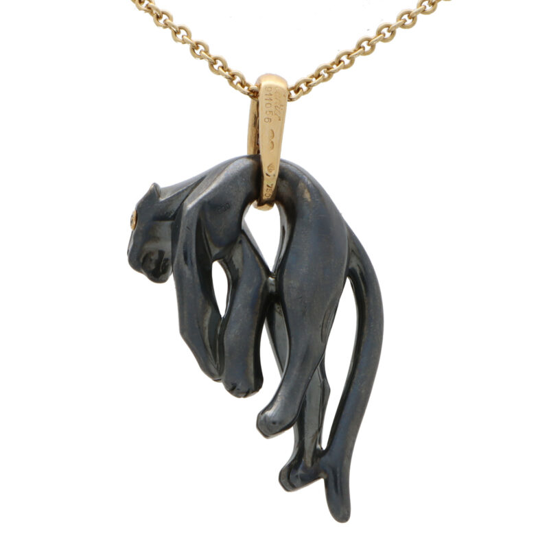 Vintage Cartier Diamond and Hematite Panther Pendant