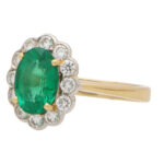 Emerald and Diamond Floral Cluster Ring