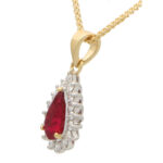 Contemporary Pear Cut Ruby and Diamond Pendant