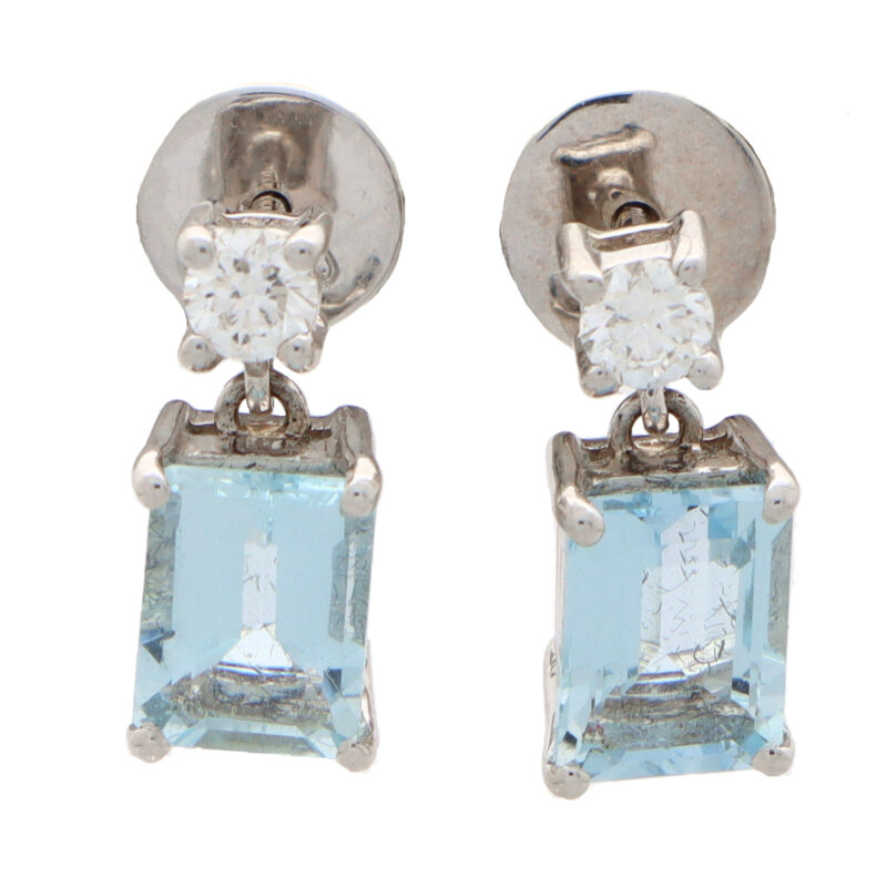 Aquamarine and Diamond Drop Earrings