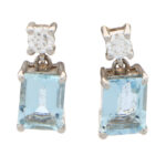 Aquamarine and Diamond Drop Earrings