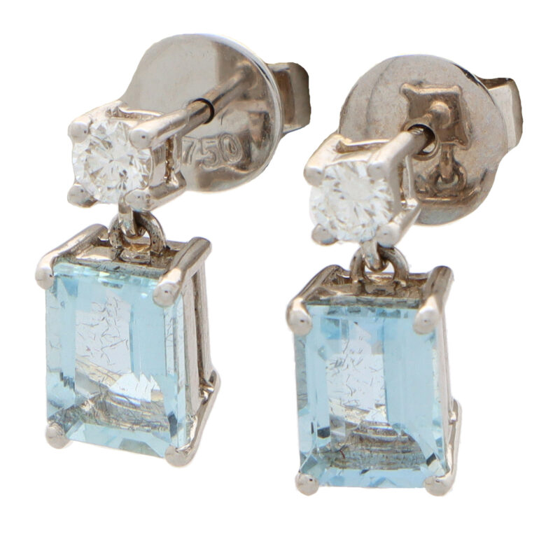 Aquamarine and Diamond Drop Earrings