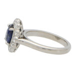 Sapphire and Diamond Oval Floral Cluster Ring