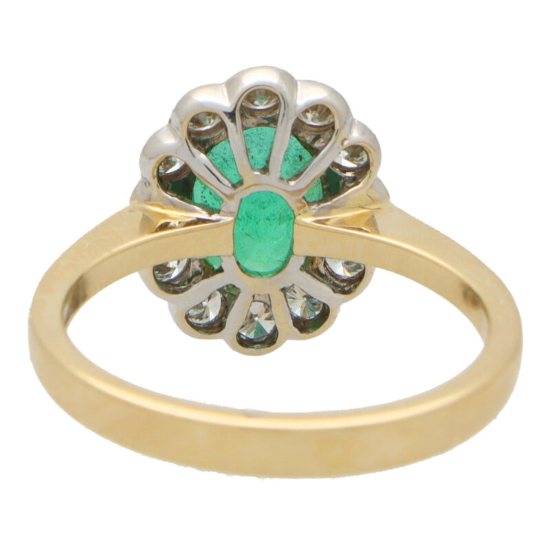 Emerald and Diamond Floral Cluster Ring