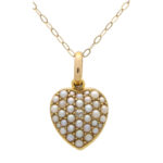 Late Victorian Old Cut Diamond and Pearl Heart Pendant