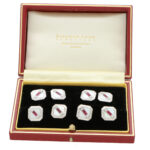 Art Deco Ruby, Diamond and Pearl Cufflink and Stud Set