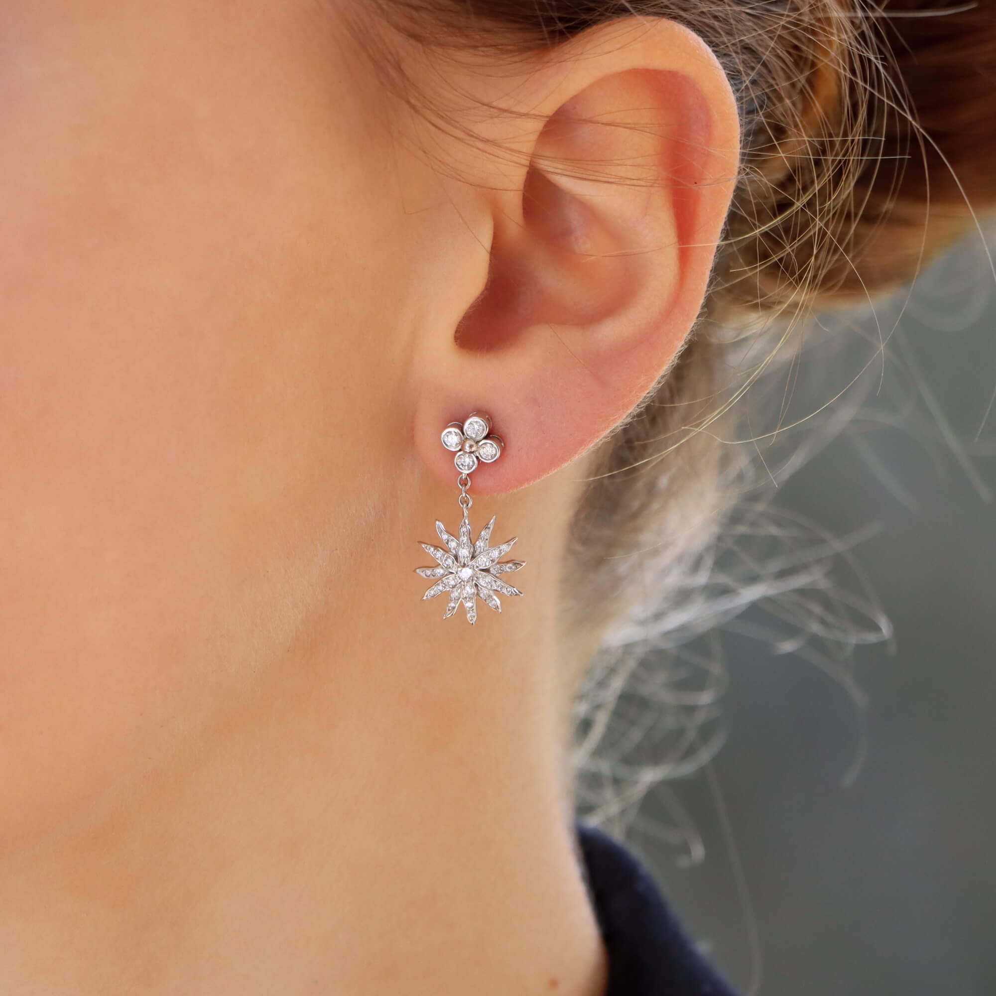 Sunburst diamond outlet earrings