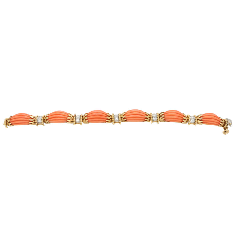 Vintage Van Cleef & Arpels Coral and Diamond Bracelet