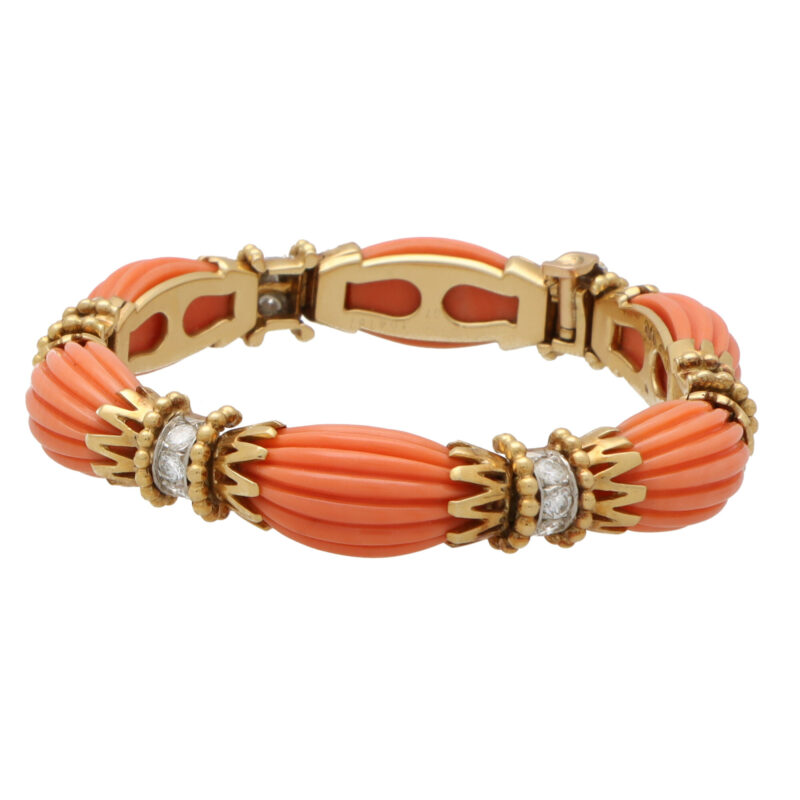 Vintage Van Cleef & Arpels Coral and Diamond Bracelet