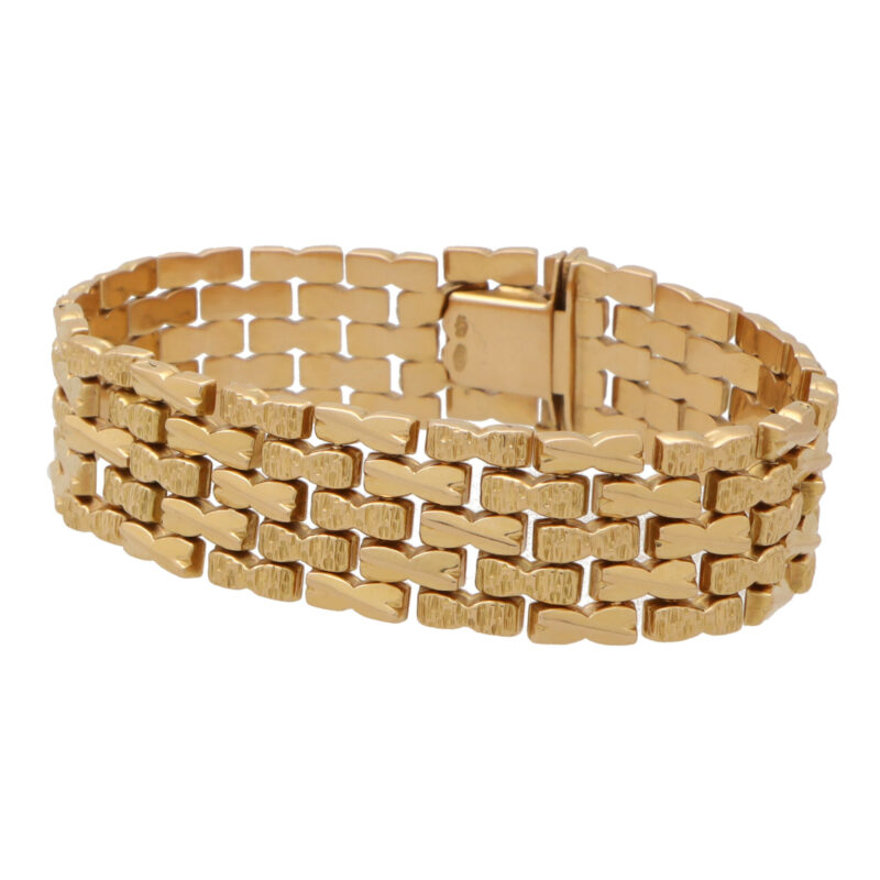 Vintage Italian Chevron Bricklink Bracelet in Rose Gold