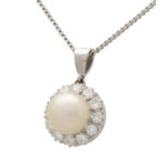 Diamond and Pearl Pendant Necklace