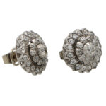 Early Victorian Diamond Coronet Cluster Earrings Set in Silver