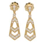 Art Deco Inspired Diamond Drop Earrings in Yellow Gold