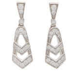 Art Deco Inspired Diamond Drop Earrings in White Gold