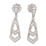 Art Deco Inspired Diamond Drop Earrings in White Gold