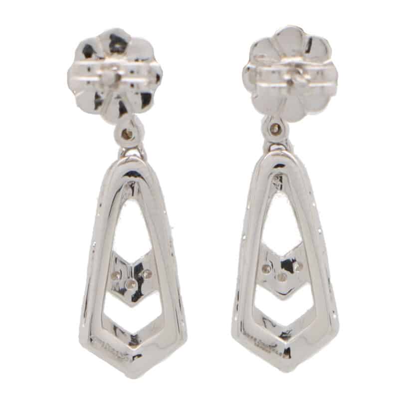 Art Deco Inspired Diamond Drop Earrings in White Gold