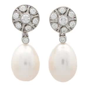 Convertible Pearl and Diamond Drop Stud Earrings