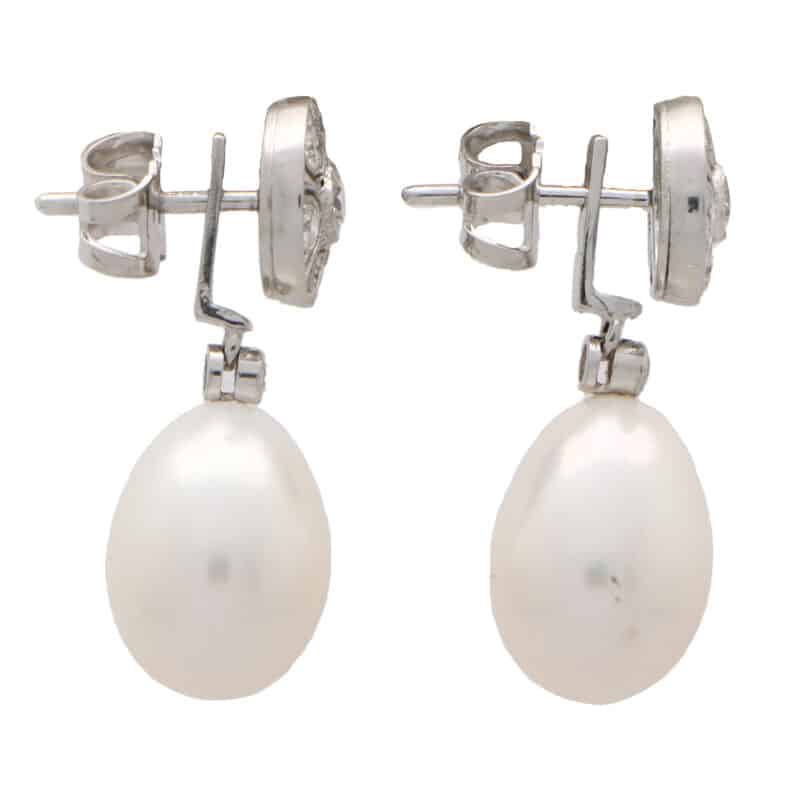 Convertible Pearl and Diamond Drop Stud Earrings