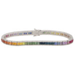 Rainbow Sapphire and Diamond Tennis Line Bracelet