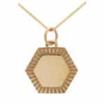 Hexagonal Disc Pendant in Solid 9k Gold