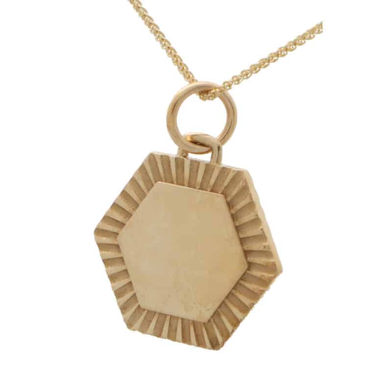 Hexagonal Disc Pendant in Solid 9k Gold