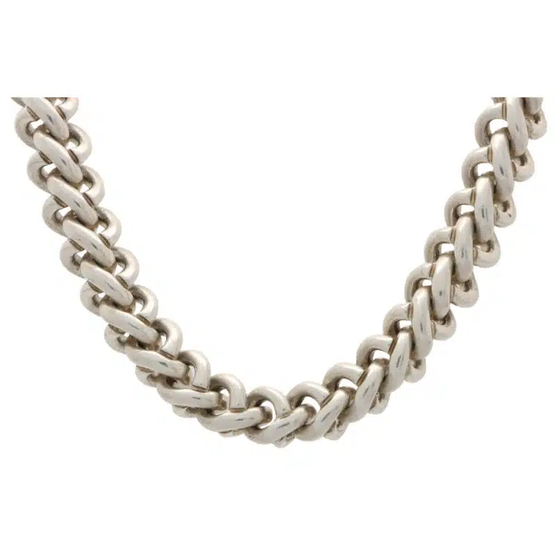 Vintage Chunky Choker Chain Necklace in Silver