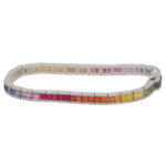 Rainbow Sapphire and Diamond Tennis Line Bracelet