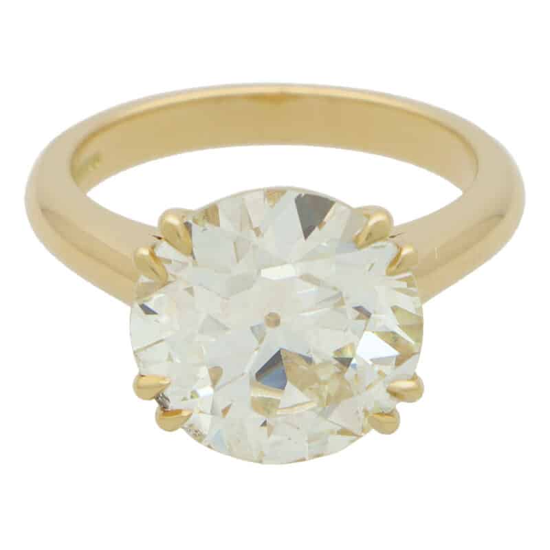 Certified 7.01 Old Cut Diamond Solitaire Ring