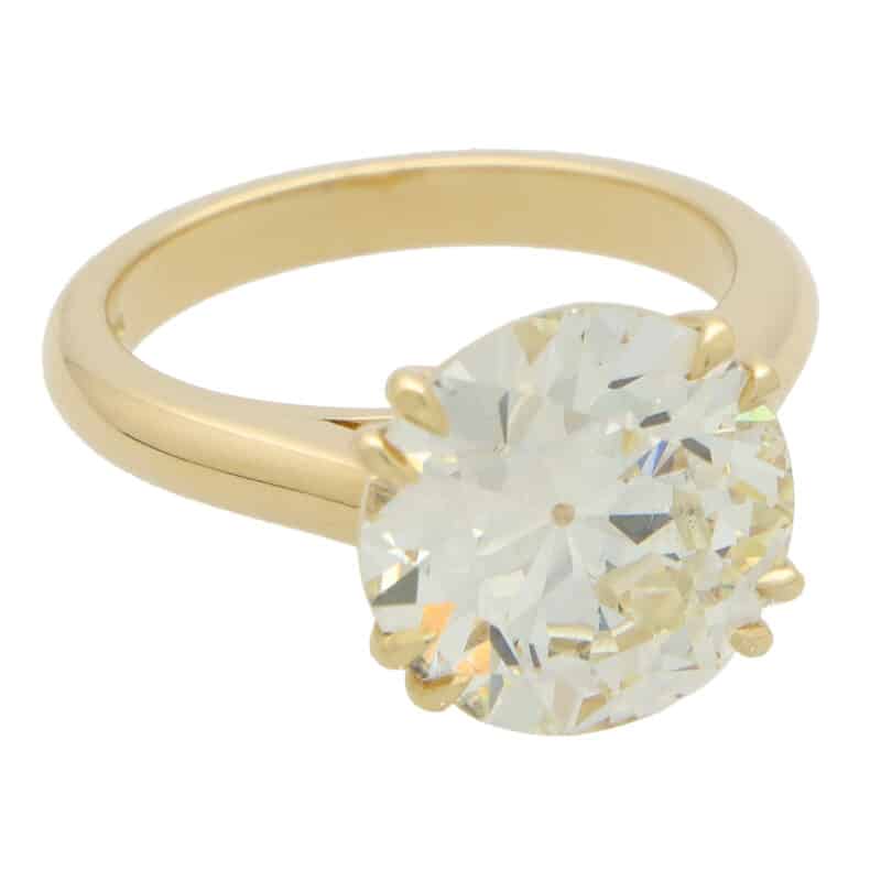 Certified 7.01 Old Cut Diamond Solitaire Ring