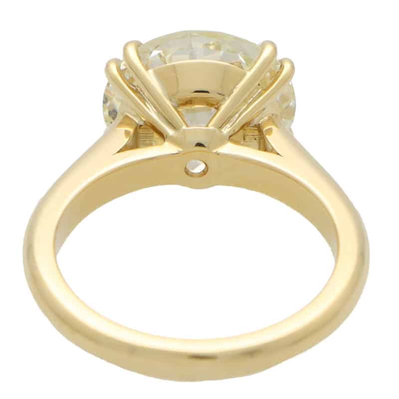 Certified 7.01 Old Cut Diamond Solitaire Ring