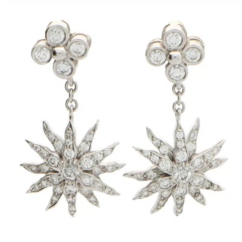 Vintage Tiffany & Co. ‘Lace Sunburst’ Diamond Drop Earrings