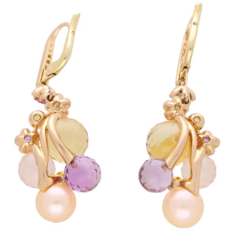 Vintage Chanel 'Mademoiselle' Pearl and Multi Gem Earrings