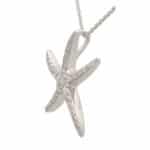 Large Diamond Starfish Pendant Necklace in White Gold