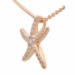 Medium Diamond Starfish Pendant Necklace in Rose Gold