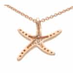 Medium Diamond Starfish Pendant Necklace in Rose Gold