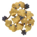 Retro Sapphire Floral Swirl Brooch