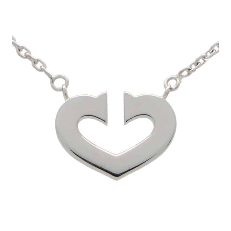 Vintage Cartier Open Double C Heart Pendant Necklace