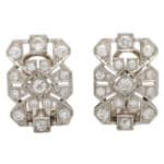 Late Art Deco Diamond Panel Earrings