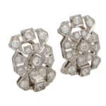 Late Art Deco Diamond Panel Earrings