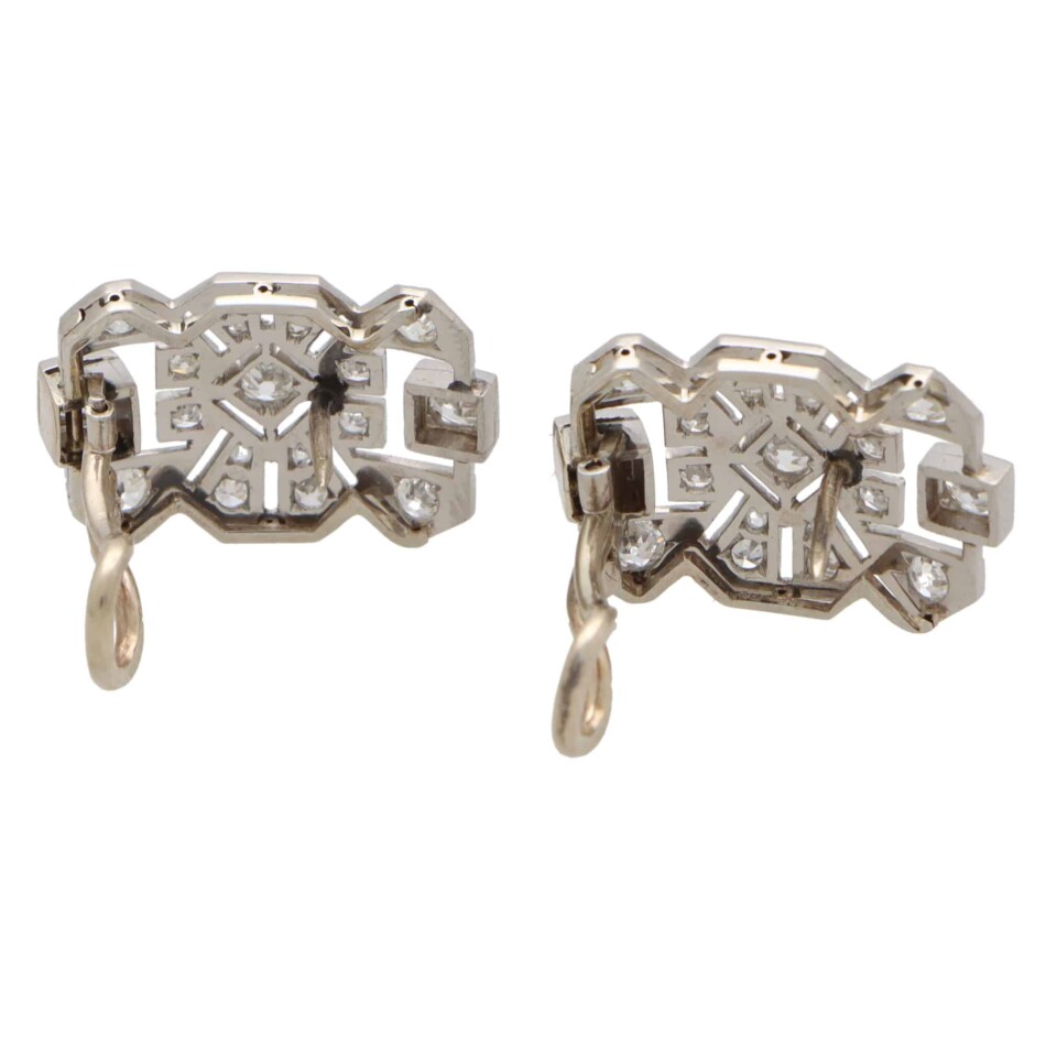 Late Art Deco Diamond Panel Earrings
