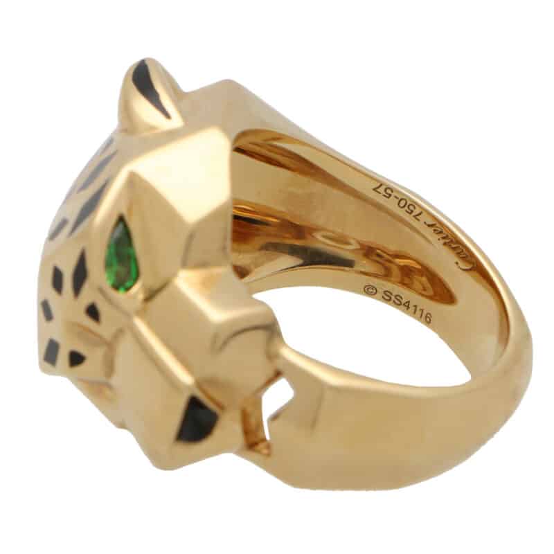 Vintage Panthère de Cartier Ring With Tsavorites and Lacquer