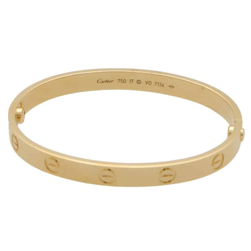 Vintage Cartier Yellow Gold Love Bangle, Size 17