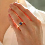 Sapphire and Diamond Three Stone Ring