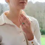 GIA Certified Emerald and Diamond Three Stone Ring