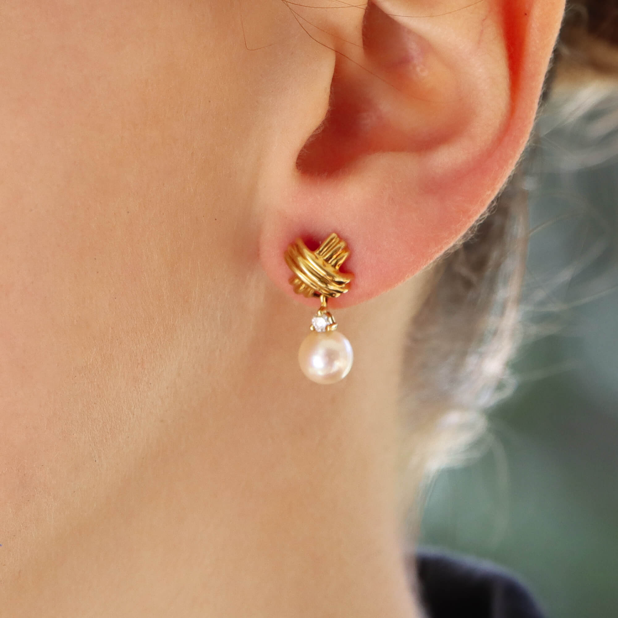 Pearl and diamond earrings tiffany hot sale