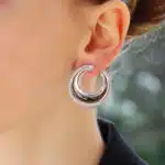 Vintage Chopard 'Imperiale' Diamond Chunky Hoop Earrings