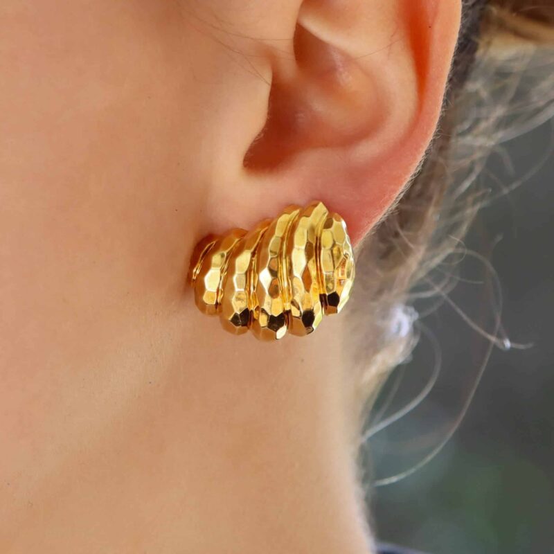 Vintage Henry Dunay Hammered Gold Earrings